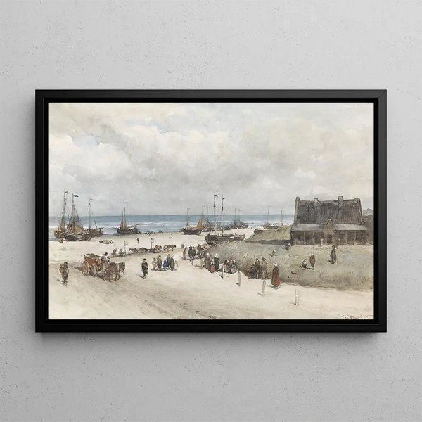 The Scheveningen Beach - Johannes Bosboom — framed artwork on a wall