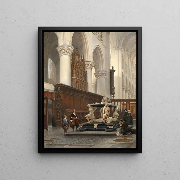 The Choir of the OLVrouwekerk of Breda with the tomb of Engelbert II of Nassau - Johannes Bosboom — framed artwork on a wall