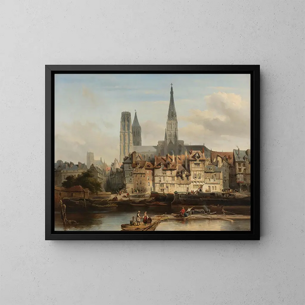 Le quai de Paris à Rouen - Johannes Bosboom — framed artwork on a wall
