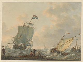 Bateaux à voiles sur des eaux agitées - Johannes Christiaan Schotel — artwork view