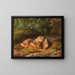 Two rabbits in the moss - Johannes Christian Deiker — framed artwork on a wall