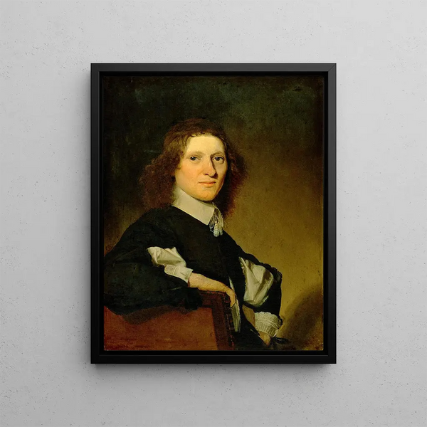 Portrait of a young man sitting - Johannes Cornelisz Verspronck — framed artwork on a wall