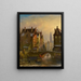Skaters on a canal in Amsterdam with a view of the Zuiderkerk beyond - Johannes Franciscus Spohler — framed artwork on a wall