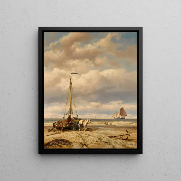 the Unloading of the Plug - Johannes Hermanus Barend Koekkoek — framed artwork on a wall