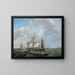 Bateaux dans une tempête avec des figures sur la rive - Johannes Hermanus Koekkoek — framed artwork on a wall