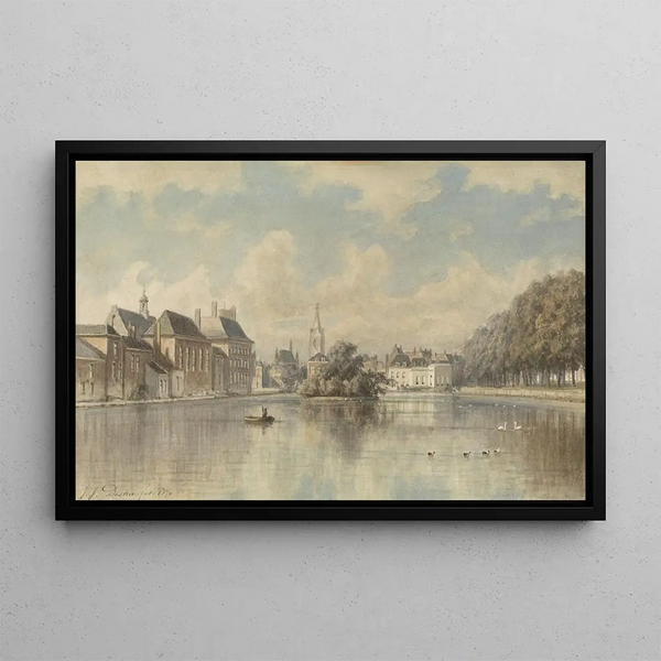 Hofvijver Painting in The Hague - Johannes Josephus Destree — framed artwork on a wall
