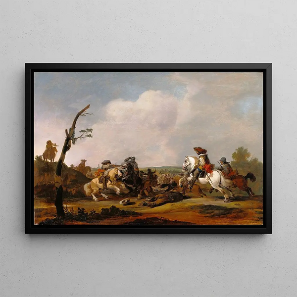 Battle Scene - Johannes Lingelbach — framed artwork on a wall