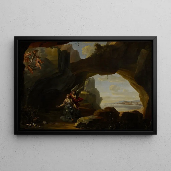 La Madeleine dans une grotte - Johannes Lingelbach — framed artwork on a wall