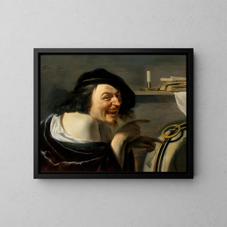 Democritus - Johannes Paulus Moreelse — framed artwork on a wall