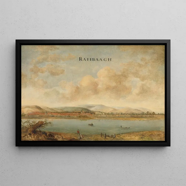 Vue de la ville de Raiebaagh à Visiapoer, Inde - Johannes Vinckboons — framed artwork on a wall