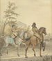 An man and a woman on horseback on a country road - Johannes Vinkeles — artwork view