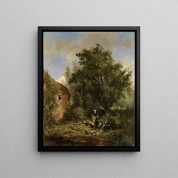 Farmyard Painting - Johannes Wernardus Bilders — framed artwork on a wall