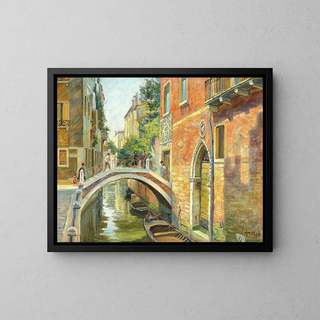 Canal vénitien - Johannes Wilhjelm — framed artwork on a wall