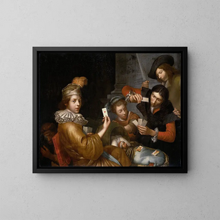 The card game on the cradle - Johannes van Wijckersloot — framed artwork on a wall