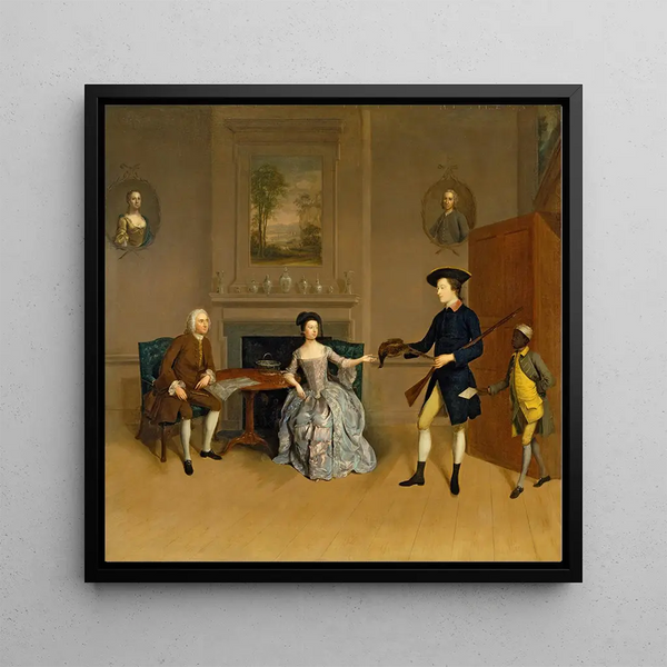 John Orde, his wife Anne, and their eldest son William - Arthur Devis — framed artwork on a wall