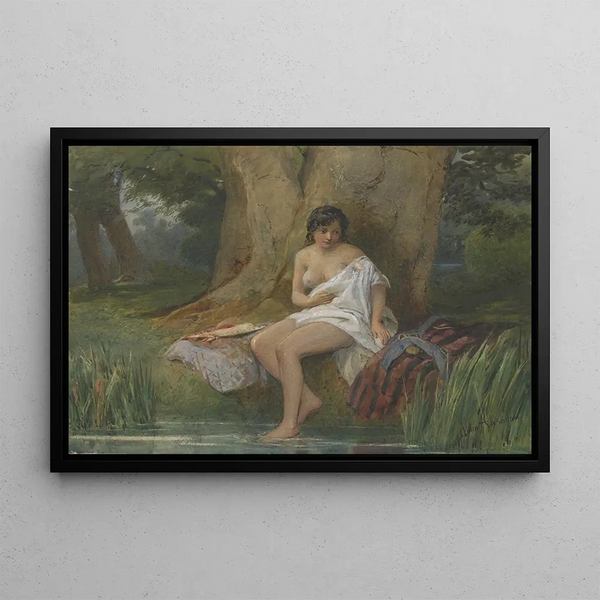 Woman bathing - John Absolon — framed artwork on a wall