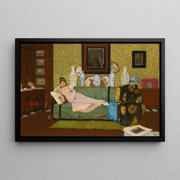 A Reverie in the artist's house - John Atkinson Grimshaw — framed artwork on a wall