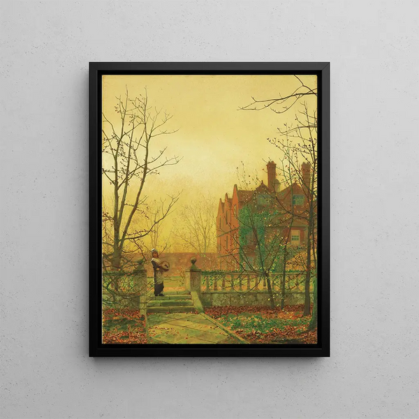 Autumn Gold Painting - John Atkinson Grimshaw — framed artwork on a wall
