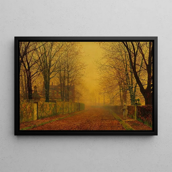 Evening Glow - John Atkinson Grimshaw — framed artwork on a wall