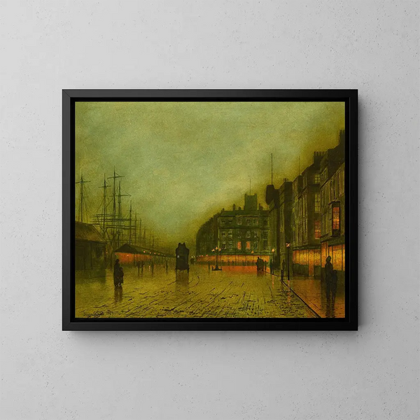 Les docks de Liverpool - John Atkinson Grimshaw — framed artwork on a wall