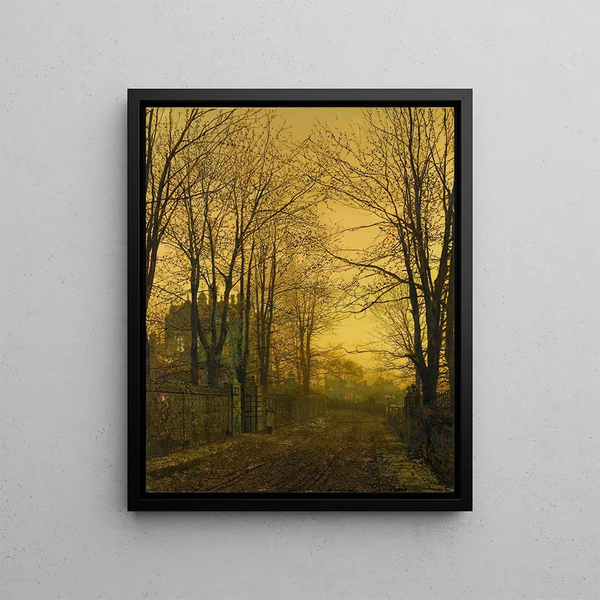 October after the glow - John Atkinson Grimshaw — framed artwork on a wall