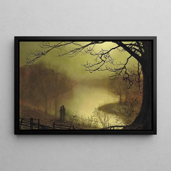 Roundhay Lake Painting - John Atkinson Grimshaw — framed artwork on a wall