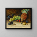 Still life with a pineapple, grapes, nuts, and plums - John Atkinson Grimshaw — framed artwork on a wall