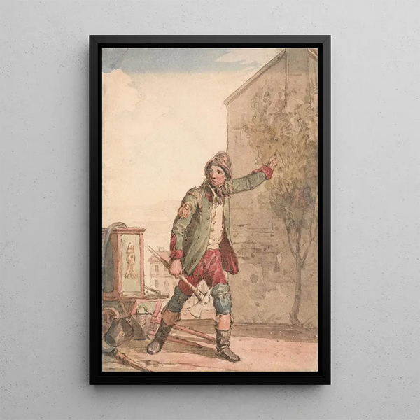A firefighter - John Augustus Atkinson — framed artwork on a wall