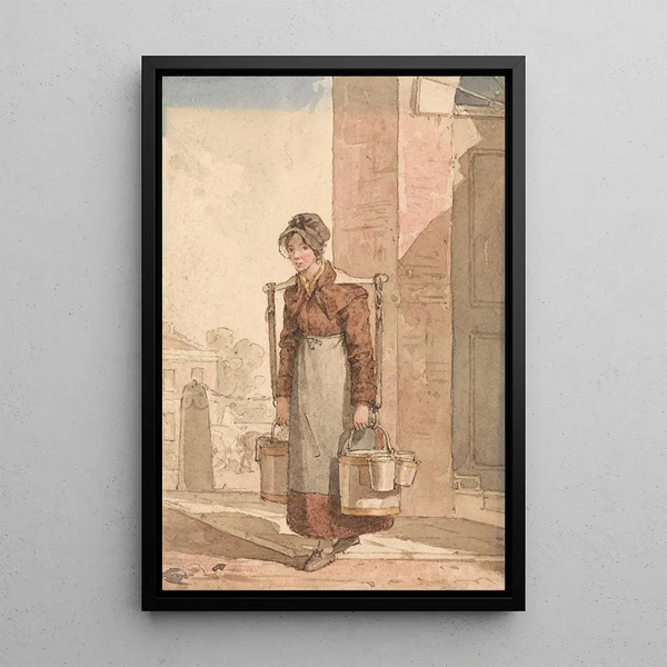 A Milkmaid - John Augustus Atkinson — framed artwork on a wall