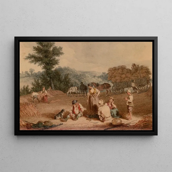 Harvesters - John Augustus Atkinson — framed artwork on a wall