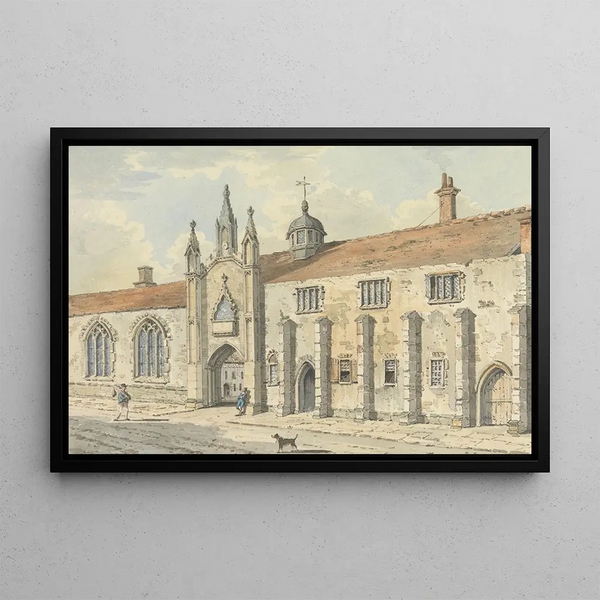 L'école à Wells Somerset - John Augustus Atkinson — framed artwork on a wall