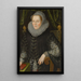 Portrait of Joan Stint, Mrs. George Evelyn - John Bettes the Younger — framed artwork on a wall