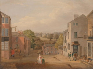 Scene of street in Chorley, Lancashire, with view of Chorley Hall - John Bird of Liverpool — artwork view
