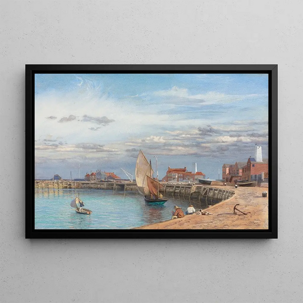 Entrance of Yarmouth Harbour - John Brett — framed artwork on a wall