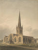 Southwest view painting of St Helens Church in Abingdon, Berkshire - John Buckler — artwork view