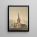 Southwest view painting of St Helens Church in Abingdon, Berkshire - John Buckler — framed artwork on a wall