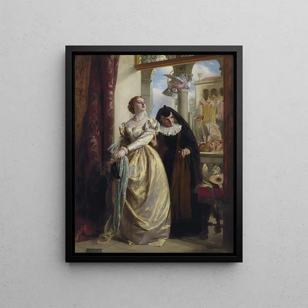 Juliette et sa nourrice - John Callcott Horsley — framed artwork on a wall