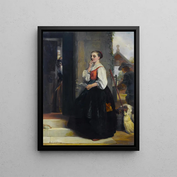 The Maid - John Callcott Horsley — framed artwork on a wall