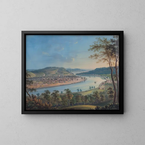 View of Cincinnati from Covington - John Caspar Wild — framed artwork on a wall