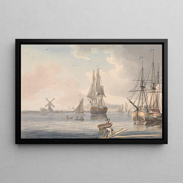 Shipyard of Deptford Kent - John Cleveley the Younger — framed artwork on a wall