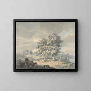 View towards Saint-Margaret in Rochester, Kent - John Cleveley the Younger — framed artwork on a wall