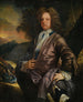 Portrait painting of William Paul 1673-1711 of Bray Berkshire with his dog and a gun - John Closterman — artwork view