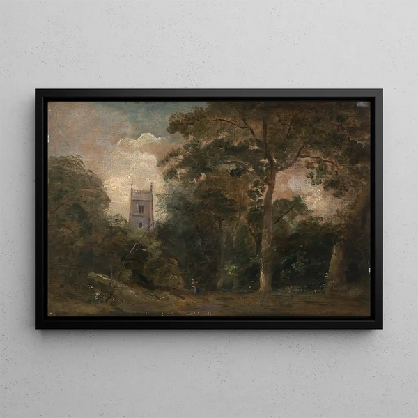 A Church in the Trees - John Constable — framed artwork on a wall