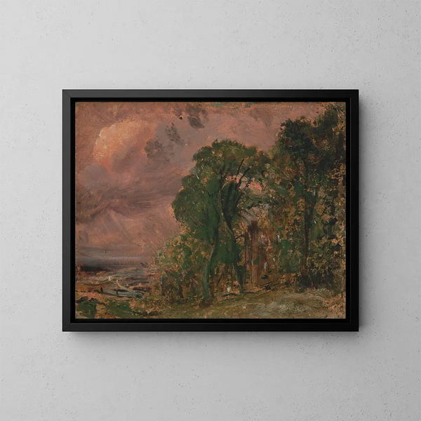 A view in Hampstead during a stormy weather - John Constable — framed artwork on a wall