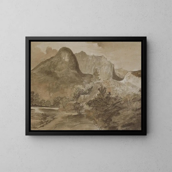Rock of the Castle, Borrowdale - John Constable — framed artwork on a wall