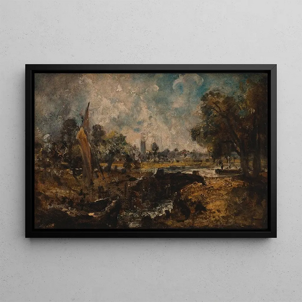 Dedham Lock - John Constable — framed artwork on a wall