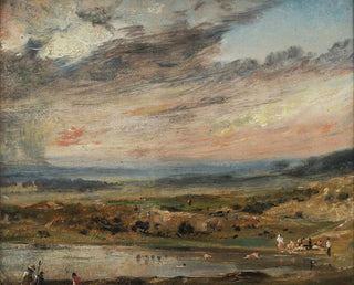 Hampstead Heath painting with pond and bathers - John Constable — artwork view