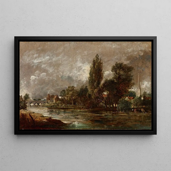 Pont de Harnham, Salisbury - John Constable — framed artwork on a wall