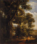 Landscape painting with herdsman and goats - John Constable — artwork view