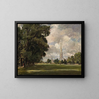 Salisbury Cathedral from Lower Marsh Close - John Constable — framed artwork on a wall